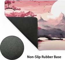 Pink Japanese Sakura Gaming Mouse Pad XL Cherry Blossom Tower Mountain Landsc...
