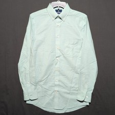 Stafford Coolmax LS Collared Button-Down Shirt Men's S 14.5 33 Green Pocket