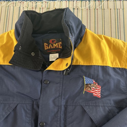 Game Rodeo Sponsor Jacket Mens Large Navy Blue Yellow 2009 Dixie National #8655 - Picture 4 of 12