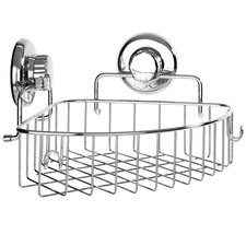 Corner Shower Caddy with Suction Cups and 3M Adhesive Mounting Discs for poro...