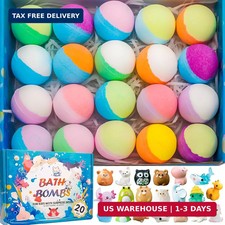 20 Pack Bath Bombs for Kids with Surprise inside Bubble Bath Toys Organic