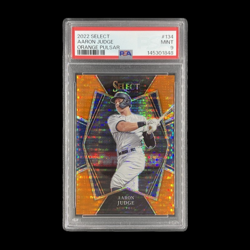 AARON JUDGE PSA 9 MINT 2022 Select Orange Pulsar SSP /16 Prizm Card - Yankees