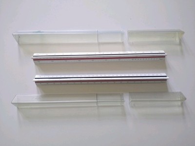 A W Faber-Castell 883/b & 883/c Dreieck Technik Zeichnung Maßstab Lineal im Gehäuse