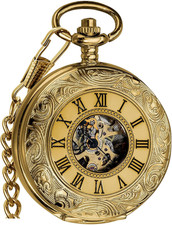 Vintage Hand Wind up Pocket Watches for Men, Mechanical Pocket Watch with Chain,