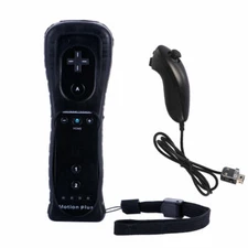 Built in Motion Plus Remote Controller & Nunchuck For Nintendo Wii Wii U + Strap