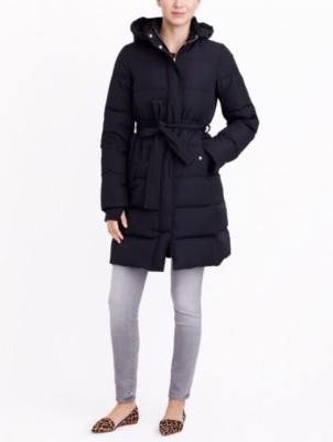 j crew long puffer coat