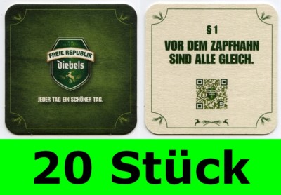 20 Stück Bierdeckel Brauerei Diebels Issum Freie Republik Bar Party Theke Tresen