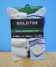 6 Pack GOLDTOE Mens Casual Crew Socks Moisture Wicking Blue Gray Size 6-12.5