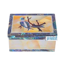 6"x4" Marble trinket Jewelry Box Marquetry mop handmade Inlay Work Home Decor