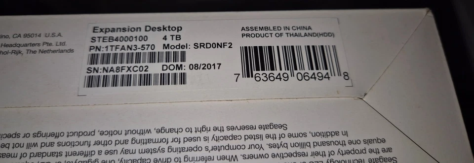 Seagate STEB4000100 Expansion Desktop 4TB External Hard Drive USB 3.0 SRD0NF2 - Image 4 of 4