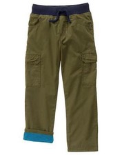 NWT Gymboree Boys Pull on Pants Green Jersey Lined cargo 3t Buffalo Lodge