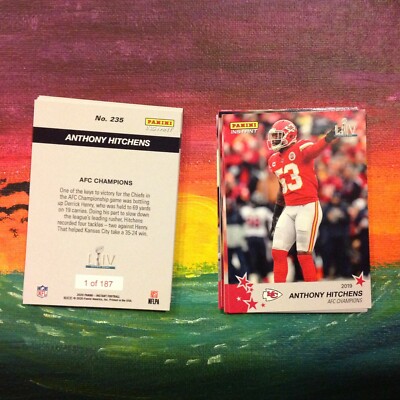 #235 Anthony Hitchens CHIEFS Super Bowl Logo AFC CHAMPIONS 2019 Panini instant