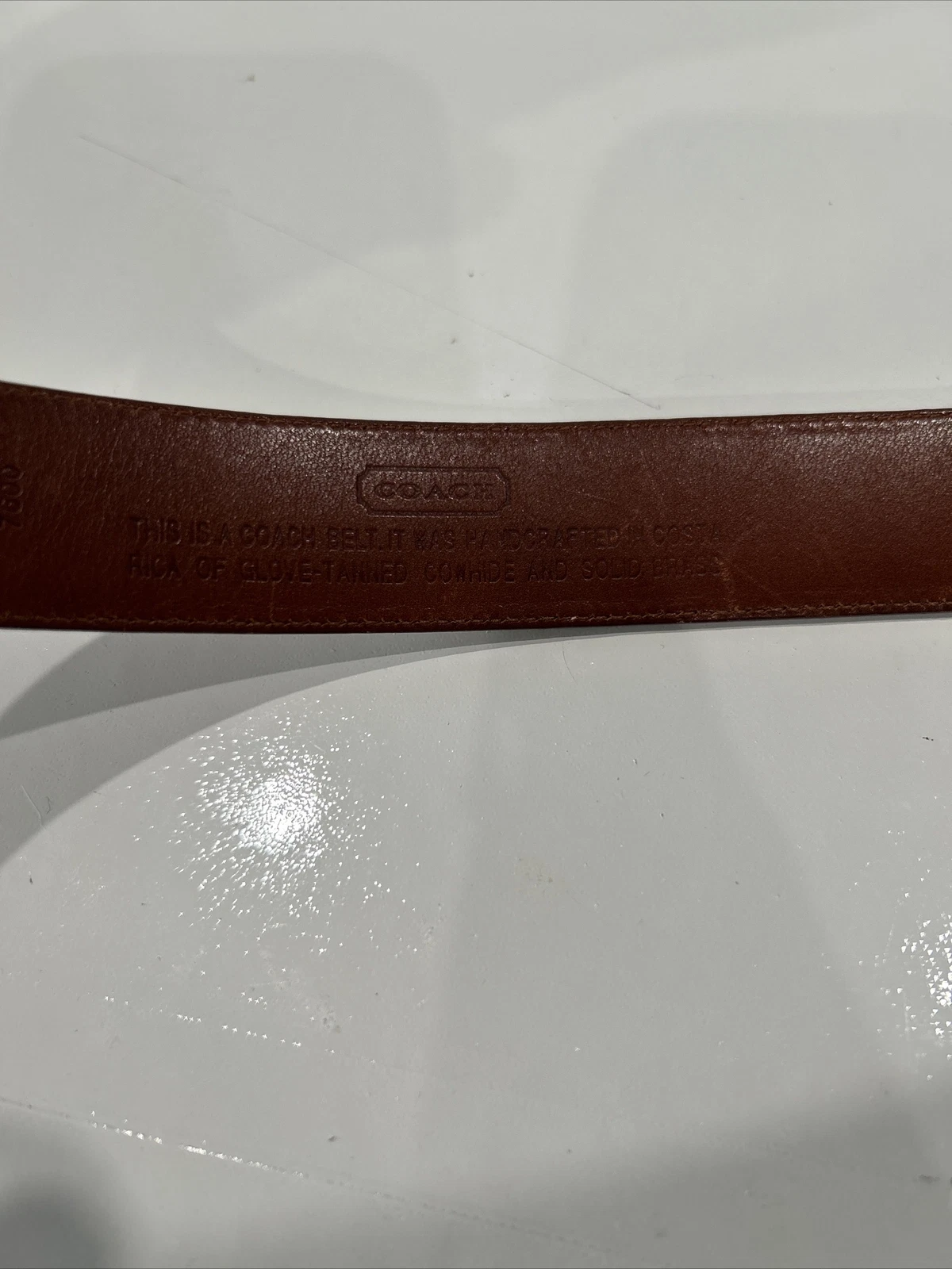 Coach Guanto da cintura in pelle marrone marrone marrone conciato ottone massiccio 7600 uomo 36