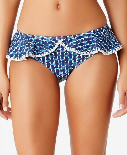 Anne Cole Studio Medium Blue Print Flounce Around Bikini Swimsuit Bottoms NWT M - Picture 1 of 4