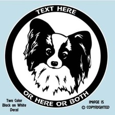PAPILLON DOG - PERSONALIZED 2 COLOR DECAL / STICKER - D059