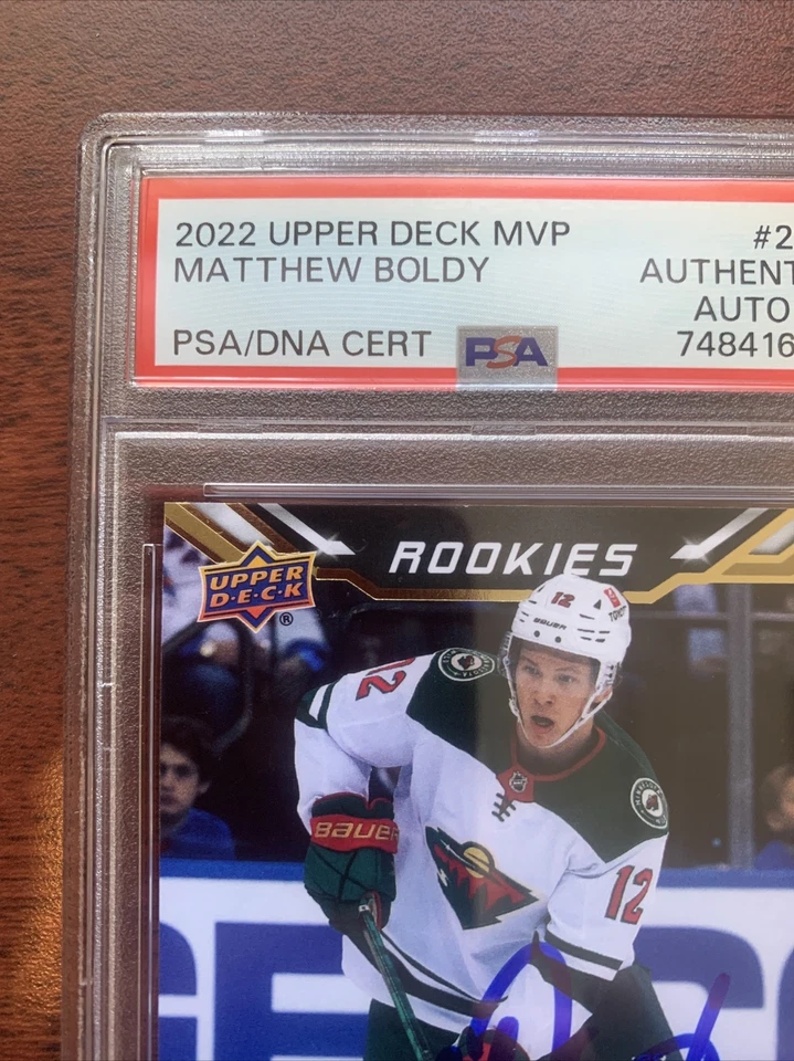 MATT BOLDY SIGNED 2022 UPPER DECK MVP ROOKIE AUTOGRAPHED HOCKEY CARD PSA 10 AUTO - Image 3 of 4