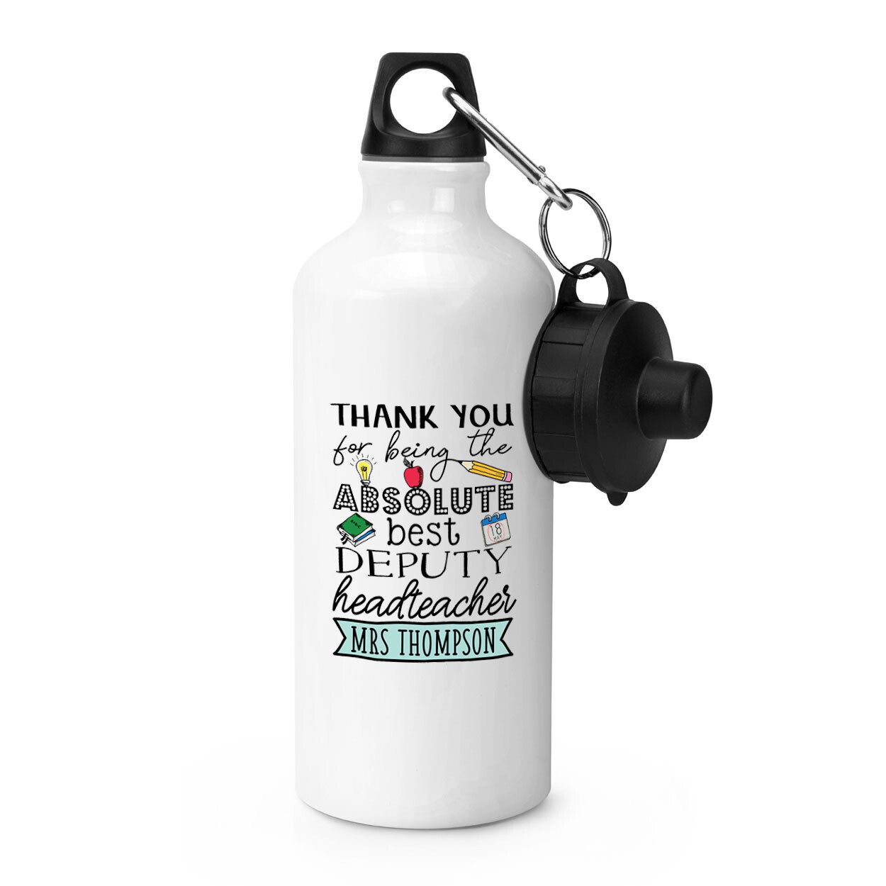 Personalised Thank You Absolute Best Deputy Headteacher Sports Water Bottle Gift