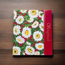 NOS Scrapbook Blank Unused Daisy Sunflower Fabric Cover RED 12x14" Floral