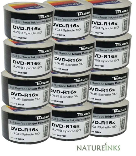 600 Traxdata Full Face White Printable Blank DVD R 16x DVD Discs 4 7GB 600 Traxdata Full Face White Printable Blank DVD R 16x DVD Discs 4 7GB