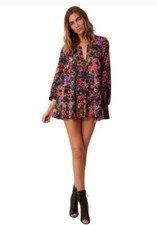 Show Me Your Mumu Jamie Flower Pop Tunic Mini Dress Medium Hi Low Chiffon Boho