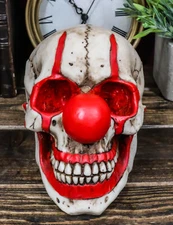 Halloween Creepy Red Nose IT Jester Clown Harlequin Joker Skull Figurine 5"H