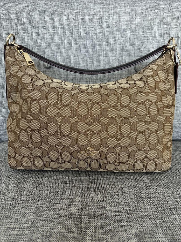 Coach Shoulder Bag Signature Canvas Beige Authentic Used Very Good JPN