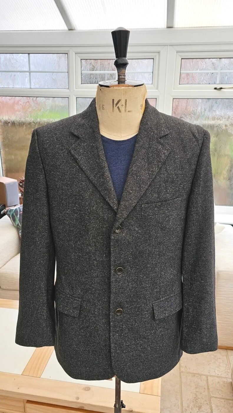 Giacca uomo Yves Saint Laurent UK 40R EU 50 grigio maculato blazer 100% lana