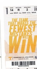 2014 TENNESSEE VOLUNTEERS VOLS VS UTAH STATE TICKET STUB 8/31 COLLEGE FOOTBALL