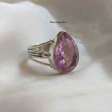 Rose Quartz Gemstone Silver Ring  925 Sterling Silver Smooth Gemstone All Size