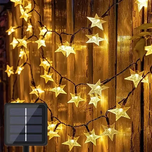 Solar star string twinkle light 16ft garden outdoors Christmas decorations...