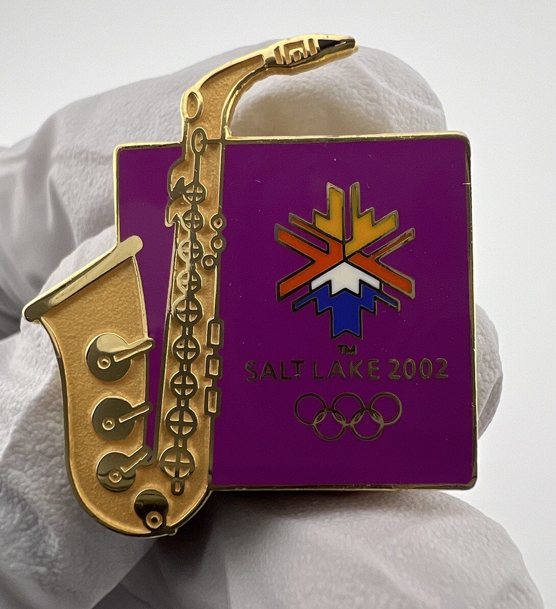 Salt Lake City 2002 Winter Olympics Saxophone Musical Instrument Pin
