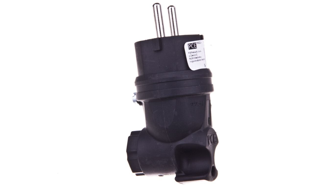 Angle rubber plug 10 / 16A 2P + Z 230V UNI-SCHUKO IP44 / full rubber / TA /T2UK