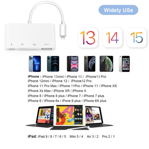 For iPhone iPad SD TF Memory Card Reader Adapter, Fast Data Transfer, For Office - Picture 7 of 7