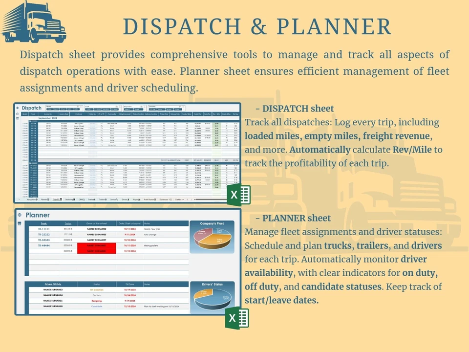 Trucking Operations Management Workbook & Power BI Analytics (Imperial) - Image 3 of 4
