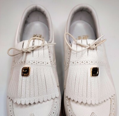 VTG Footjoy Classic Kiltie Golf Shoes Cleats Spikes White Wingtip