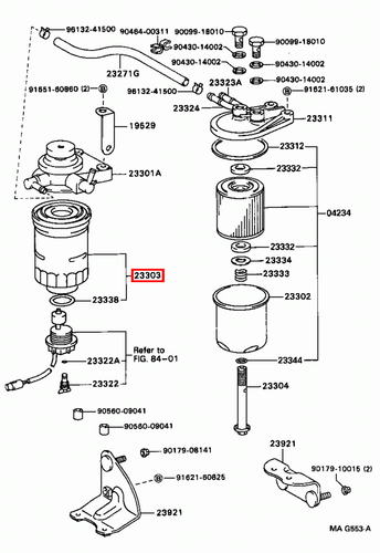 Genuine Toyota LandCruiser 80 Series HZJ 1HZ 4.2 Diesel Fuel Filter - Picture 19 of 20