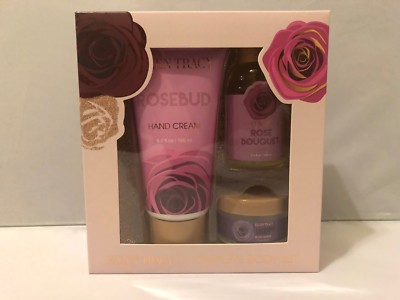 ELLEN TRACY COMPLETE SET ROSEBUD  3 PC Hand Cream Body Oil Body Scrup