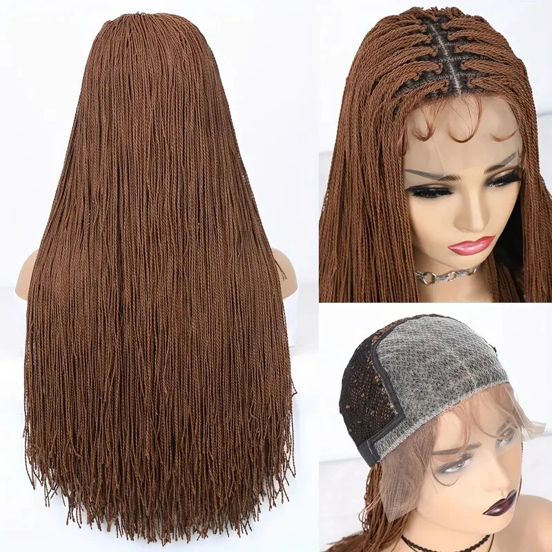 Peruca trançada de renda perucas frontais peruca de cabelo senegalesa para mulheres pretas micro peruca de cabelo - Imagem 2 de 4
