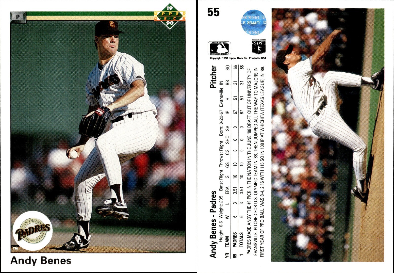 ANDY BENES ⚾ 1990 Upper Deck Baseball #55 San Diego Padres