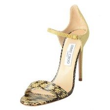 Jimmy Choo "Moxy" Women's Buttercup Snake Skin Ankle Strap High Heels Shoes