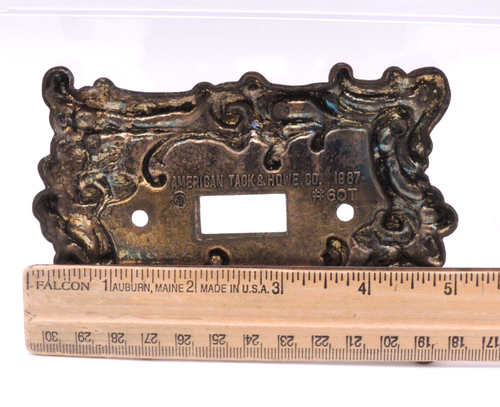 Lot 2 Vintage 1967 American Tack & Howe Single Light Switch Cover Plate Rose 60T - Picture 5 of 15