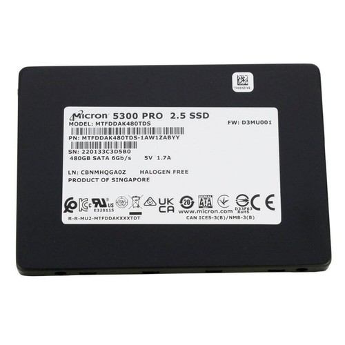 Micron 5300 PRO 480GB SSD SATA 6Gb/s MTFDDAK480TDS-1AW1ZABYY Solid State Drive