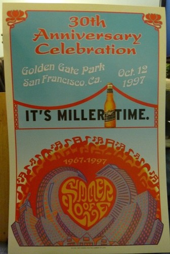 VERANO DE AMOR 30 ANIVERSARIO Miller Beer Promotion Póster San Francisco Octubre 12 97 - Imagen 2 de 3