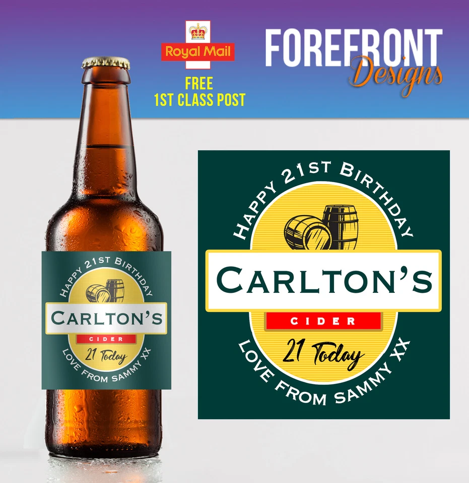 FOREFRONTDESIGNS Personalised Cider bottle labels Perfect Birthday/Wedding/Graduation Gift 1,4,8
