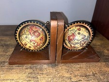 Old World Globe 1970s era Pair of Bookends Gl...