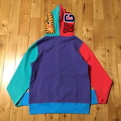BAPE Crazy color shark full zip hoodie A Bathing Ape Size S | eBay