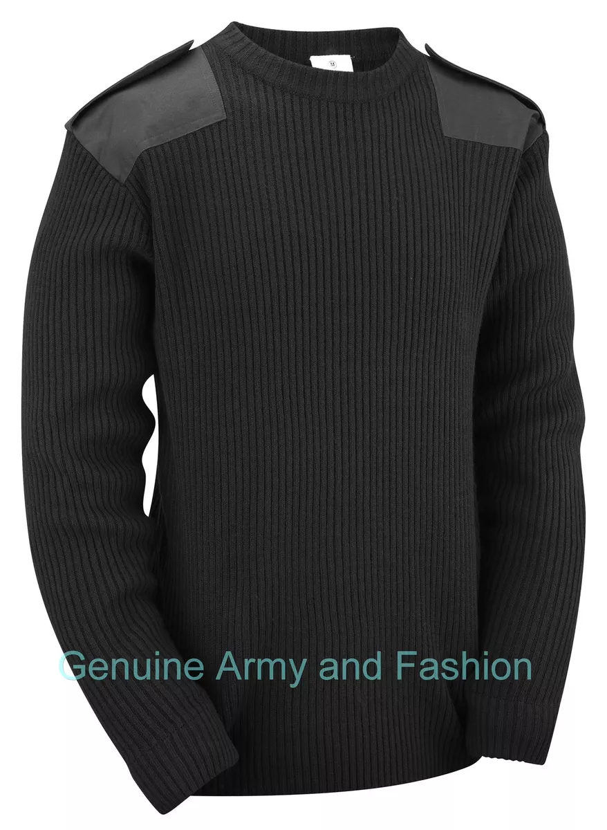 Army Military Combat Style Jumper Commando Pullover Security Sweater Top Black