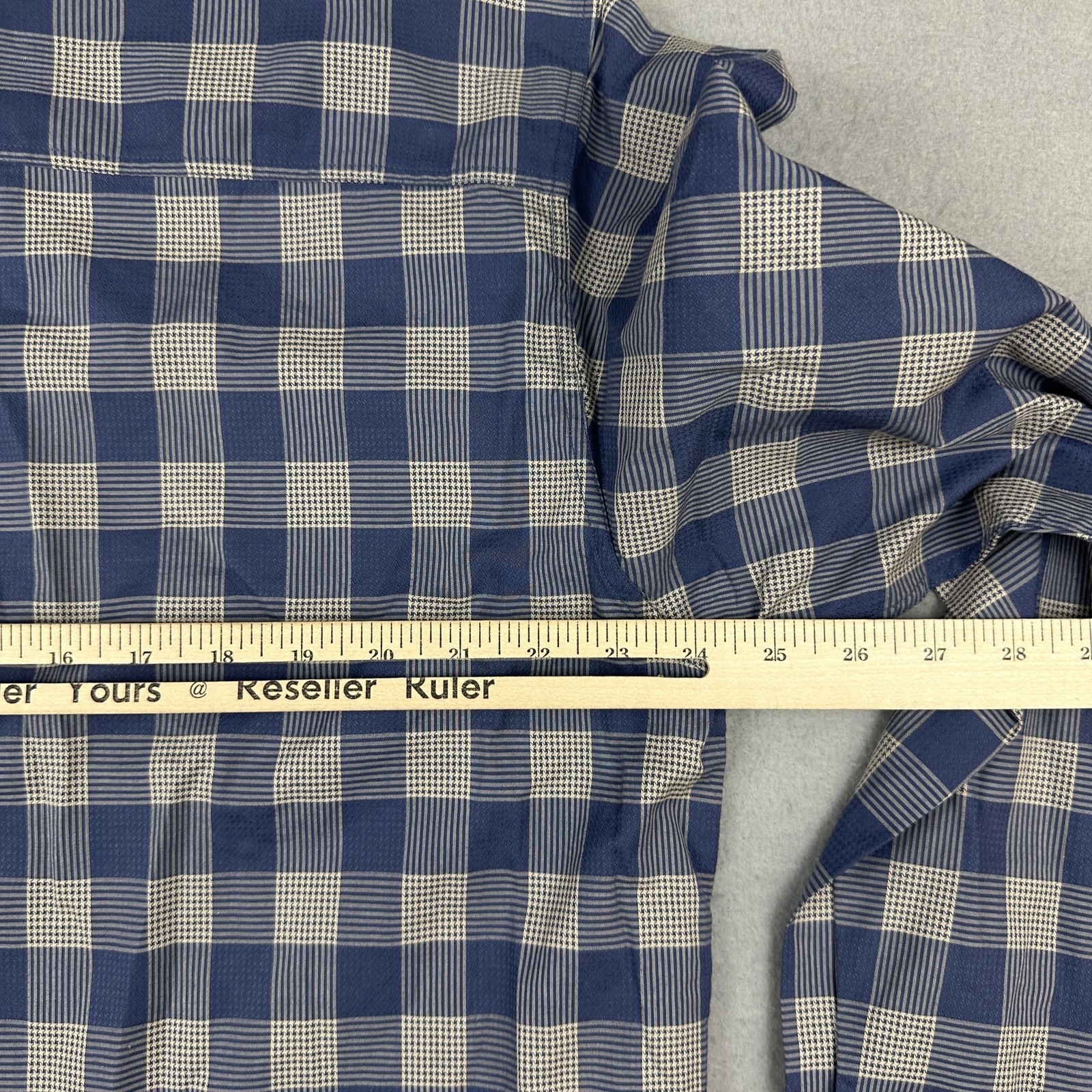 Vintage HUGO BOSS Shirt Men Large Blue Plaid Cotton Button Up Embroidered L thumbnail 5