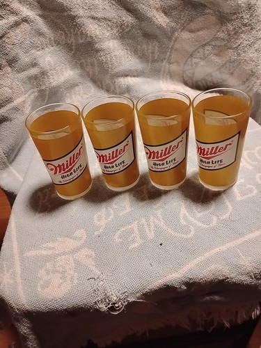 Vintage Miller High Life Beer Glass 4 Glasses