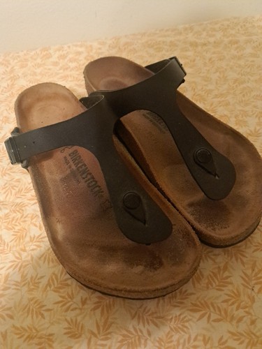 Birkenstock Gizeh Flor Sandals Black Women Size 40 US Size 8 - Picture 2 of 7
